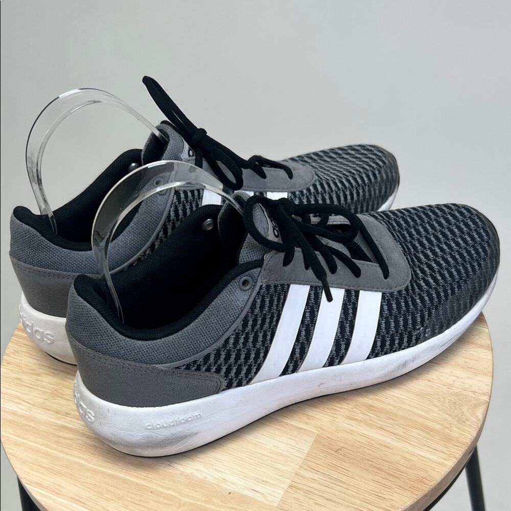 Adidas Men's Black/Grey Cloud foam Race Shoes Comfort Casual  Size 8 - Picture 6 of 14